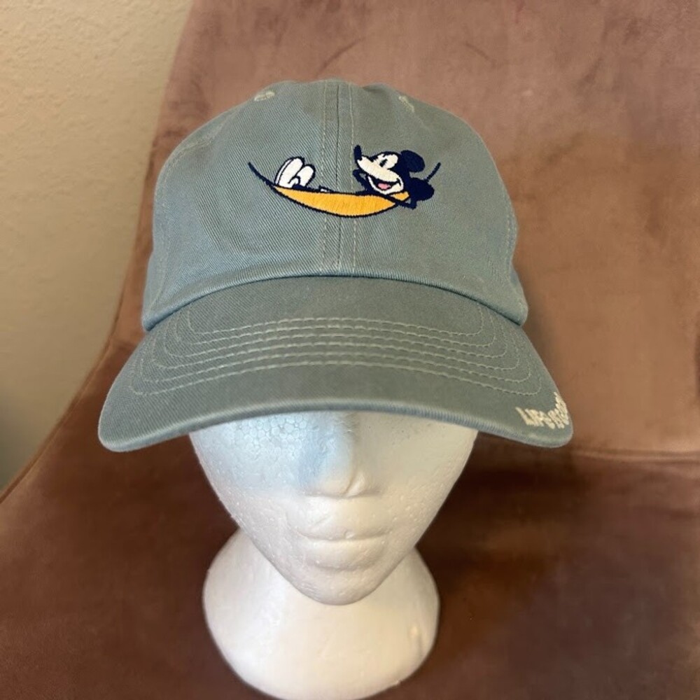 Life is Good Cap Hat Womens Mickey Mouse Blue Cotton Adjustable Embroidered